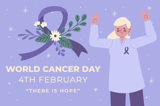 Vecteur gratuit fond de journée mondiale du cancer dessiné à la main