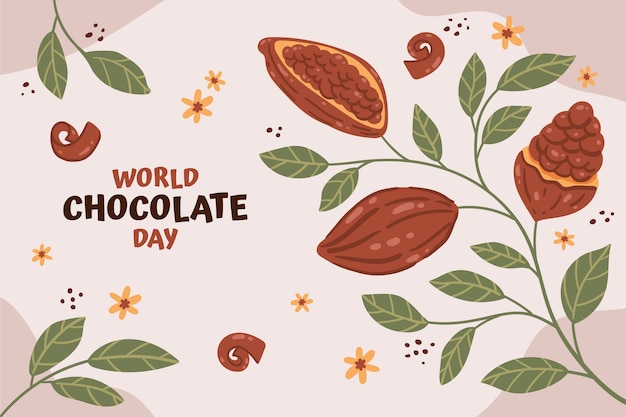 Vecteur gratuit fond de journée mondiale du chocolat dessiné à la main