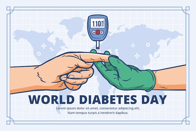 Vecteur gratuit fond de journée mondiale du diabète dessiné à la main