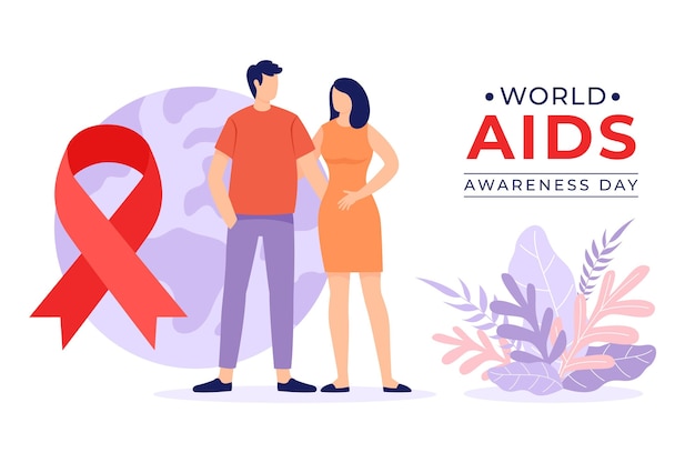 Vecteur gratuit fond de journée mondiale du sida plat dessiné à la main