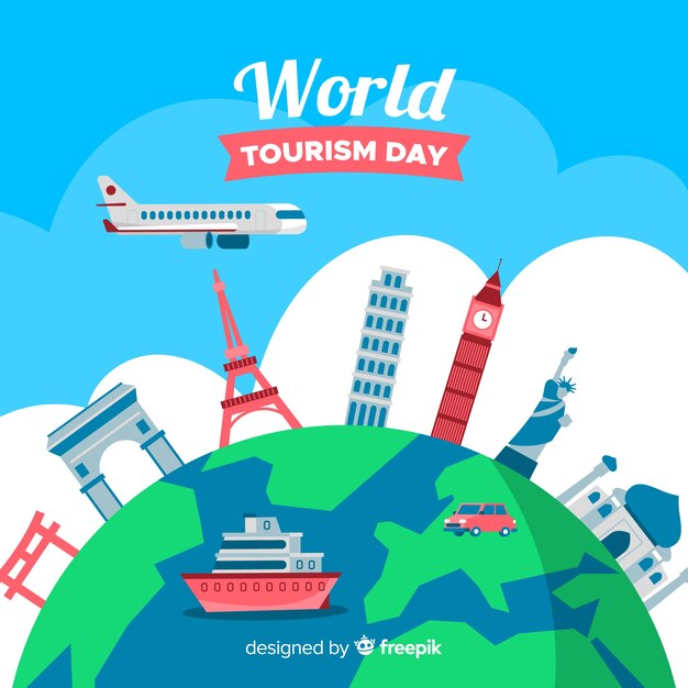 Fond de la journée mondiale du tourisme plat