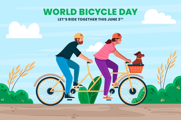 Fond de journée mondiale du vélo dessiné à la main