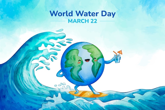 Fond de journée mondiale de l'eau aquarelle