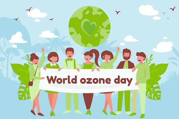 Vecteur gratuit fond de journée mondiale de l'ozone plat