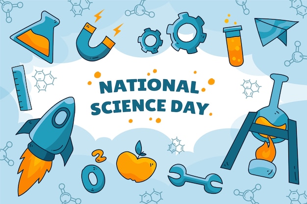 Fond de la journée nationale des sciences dessiné à la main