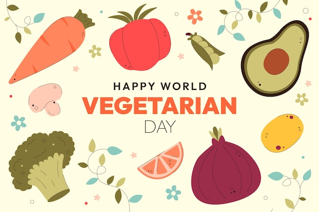 Vecteur gratuit fond de journée végétarienne du monde plat