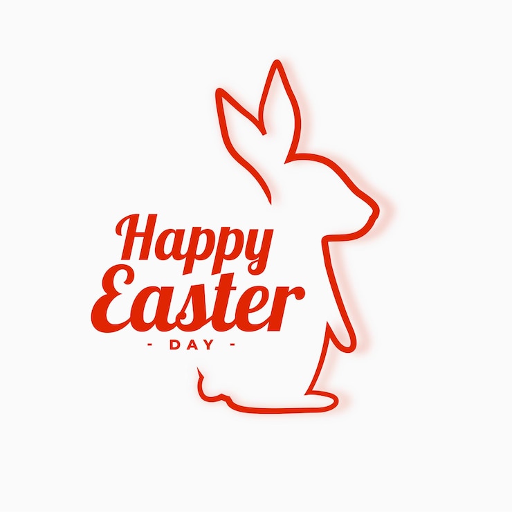 Vecteur gratuit fond de joyeuses pâques avec illustration de ligne de lapin