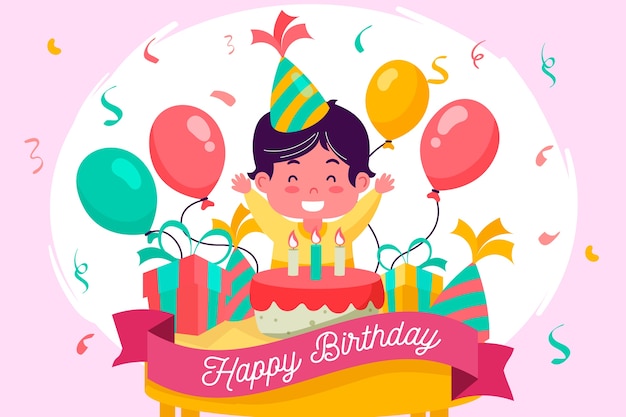 Carte Joyeux Anniversaire. Joyeux Anniversaire Garçon De 4 Ans. Carte  Cadeau. Vector Illustration Clip Art Libres De Droits, Svg, Vecteurs Et  Illustration. Image 48594657