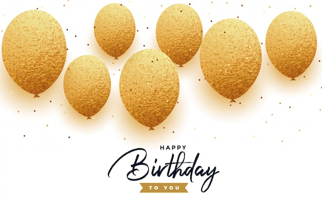 Vecteur gratuit fond de joyeux anniversaire de luxe avec des ballons d'or