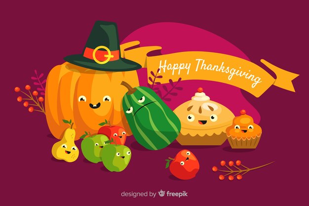 Fond de joyeux thanksgiving au design plat