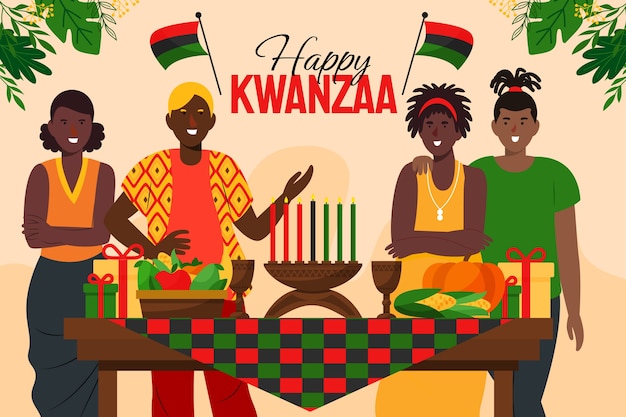 Vecteur gratuit fond de kwanzaa plat dessiné à la main