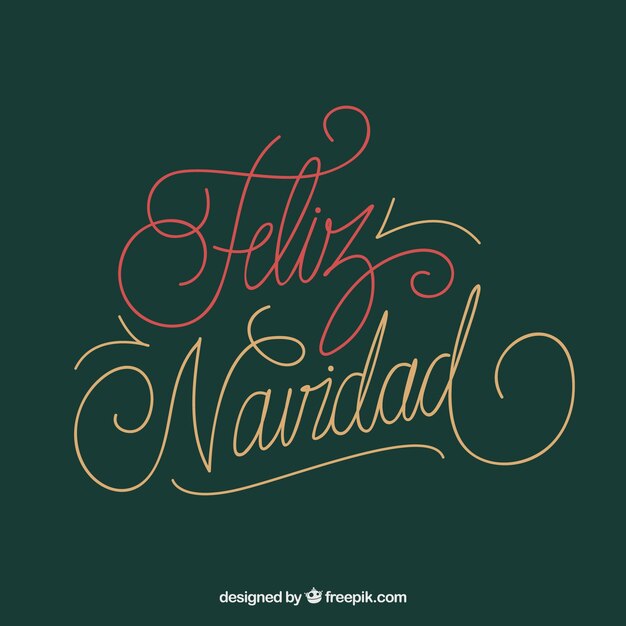 Fond de lettrage vert feliz navidad