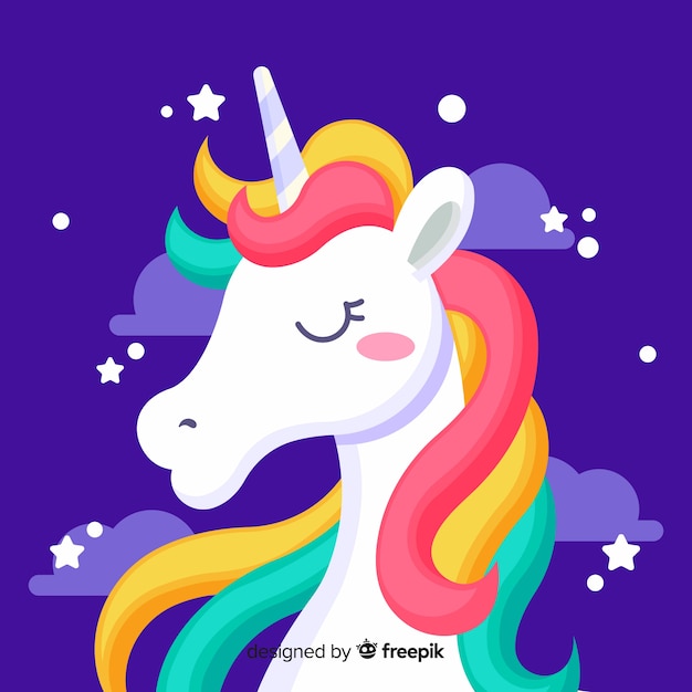 Vecteur gratuit fond de licorne kawaii dessiné à la main