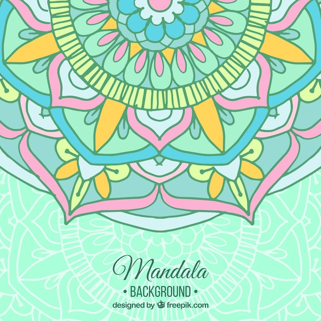 Vecteur gratuit fond de mandala dessiné à la main en couleur pastel