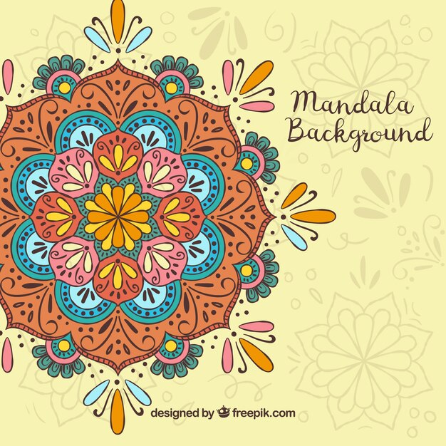 Fond De Mandala Floral Dessiné à La Main