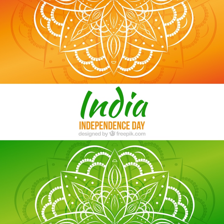 Vecteur gratuit le fond des mandalas dessiné à la main du jour de l&#39;indépendance de l&#39;inde