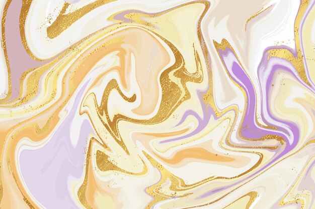 Fond de marbre liquide créatif avec texture brillante dorée