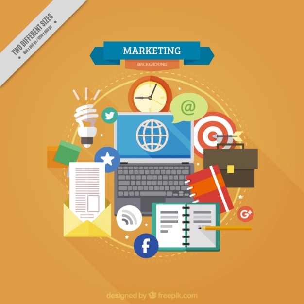 Vecteur gratuit fond marketing avec des outils et des icônes