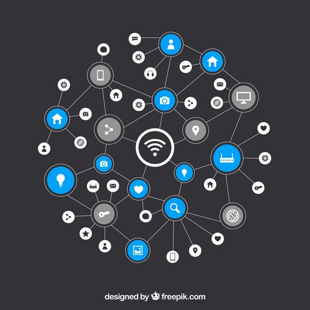 Fond de médias sociaux plat avec une variété d'icônes