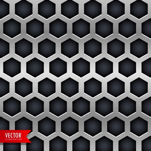 fond en métal avec des trous de formes hexagonales