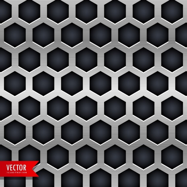 Vecteur gratuit fond en métal avec des trous de formes hexagonales