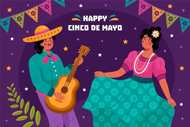 Fond Mexicain Cinco De Mayo Dessiné à La Main