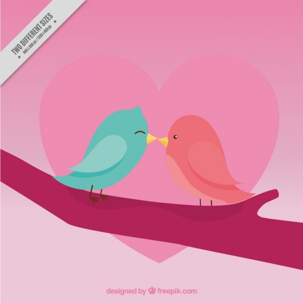 Vecteur gratuit fond mignon d'oiseaux baisers pour saint valentin