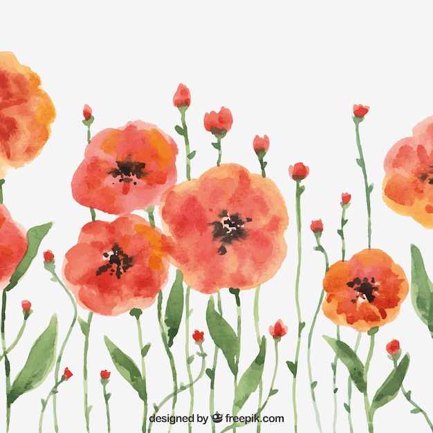 Fond Moderne Avec Des Fleurs D'aquarelle