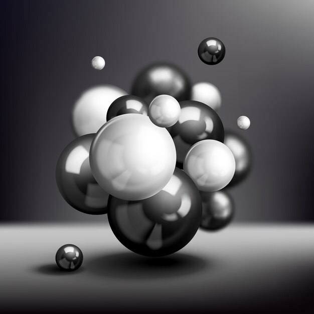 Fond de molécule sombre sphères 3d