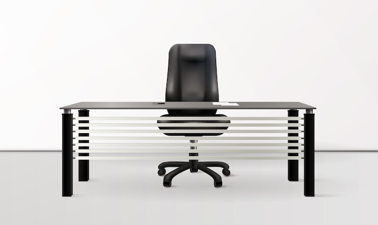 Vecteur gratuit fond monochrome intérieur de bureau avec des meubles modernes