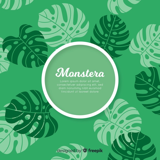 Fond De Monstera Dessiné à La Main