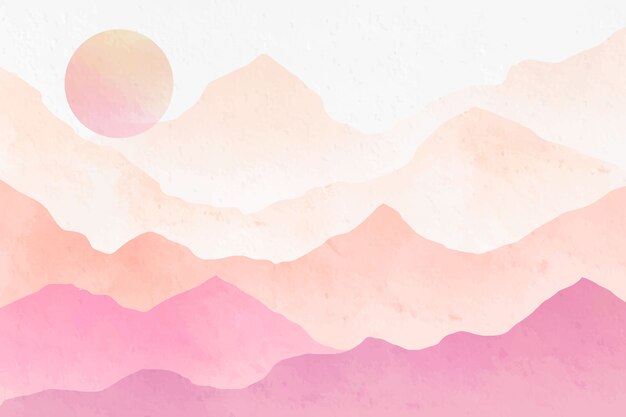 Fond de montagnes aquarelle rose
