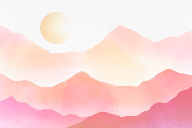 Fond de montagnes roses aquarelle