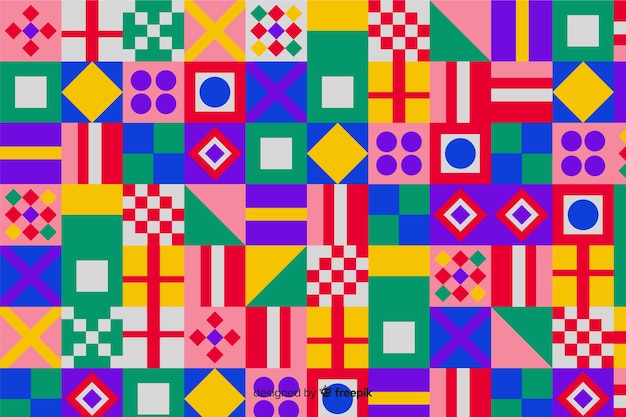 Vecteur gratuit fond de mosaïque de formes géométriques colorées