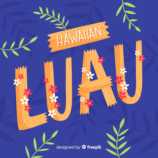 Vecteur gratuit fond de mot en bois luau