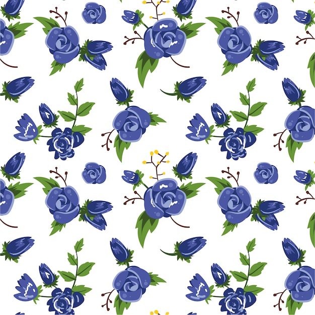 Fond de motif de fleurs bleues