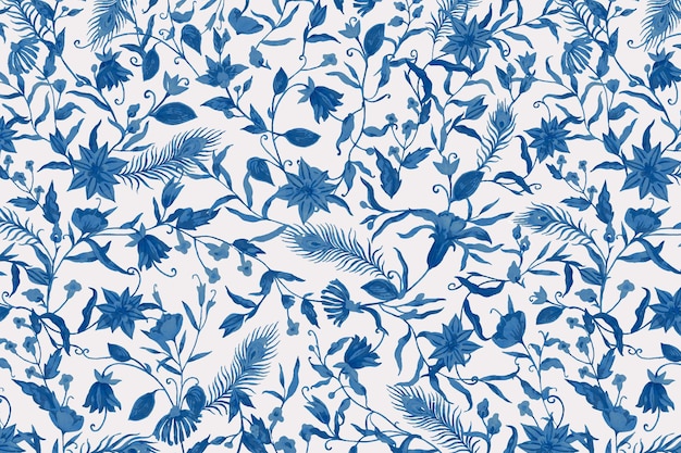 Fond de motif floral avec illustration de fleurs aquarelles bleues