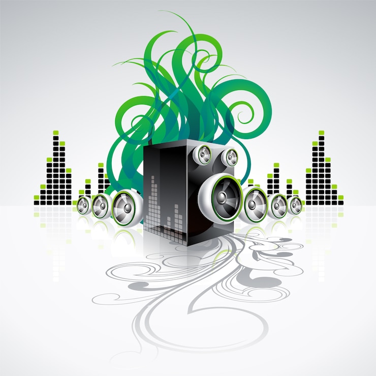 Vecteur gratuit fond musical avec des ondes sonores vertes