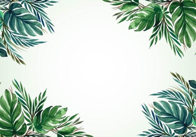 Fond de nature bouquet de feuilles aquarelle tropicale
