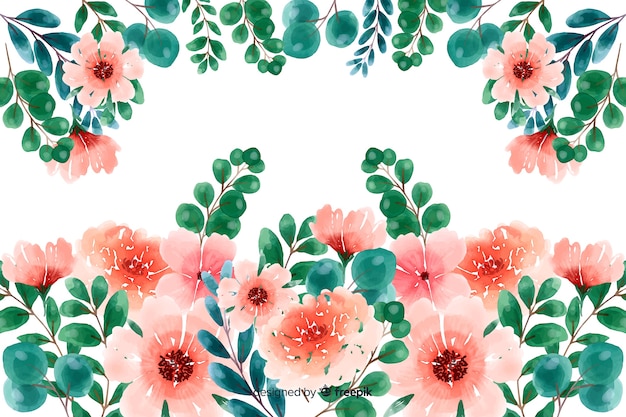 Fond Naturel Avec Des Fleurs à L'aquarelle