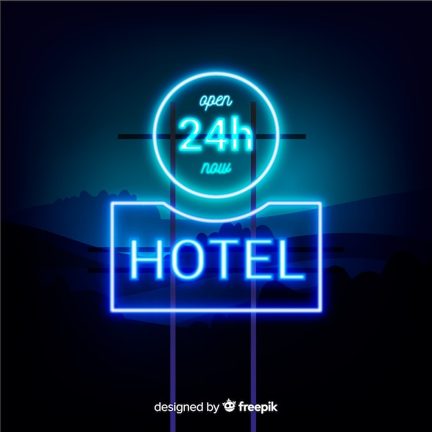 Vecteur gratuit fond de néon réaliste hôtel