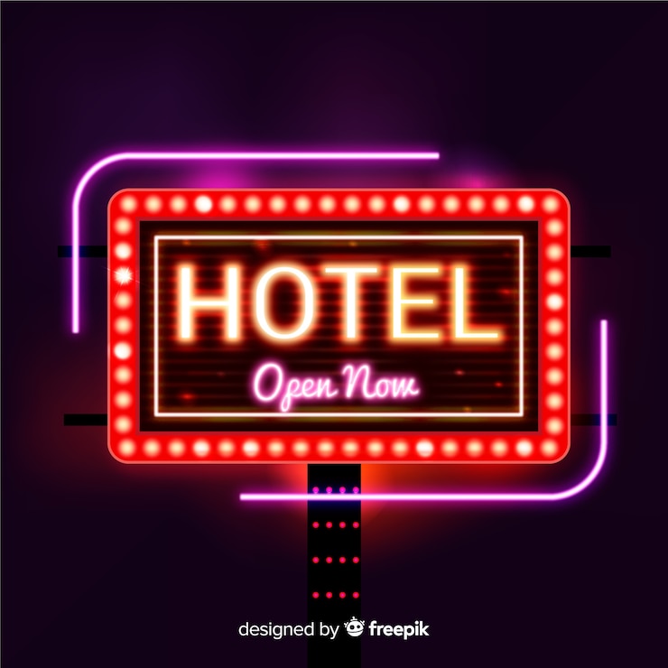 Vecteur gratuit fond de néon réaliste hôtel
