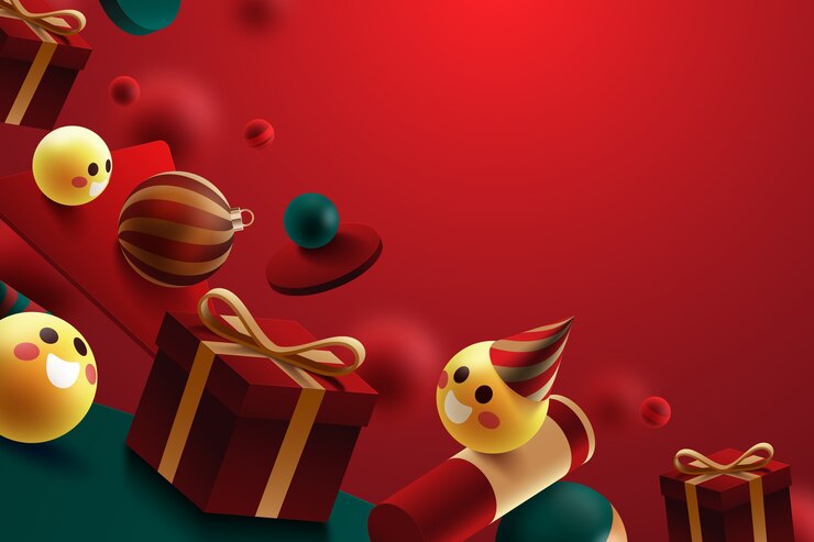 Vecteur gratuit fond de noël 3d avec des emojis