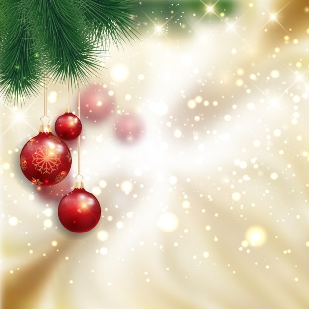 Vecteur gratuit fond de noël avec des boules rouges