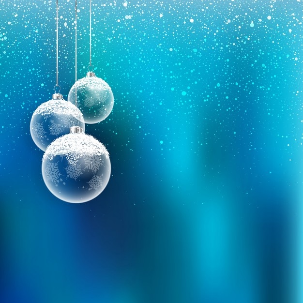 Fond De Noël Avec Des Boules Suspendues Et Des Flocons De Neige