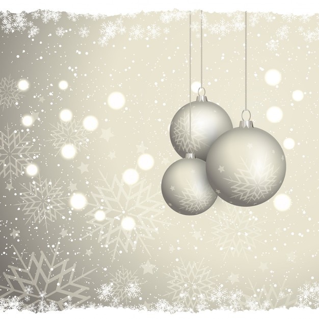 Fond De Noël Avec Des Boules Suspendues Et Des Flocons De Neige