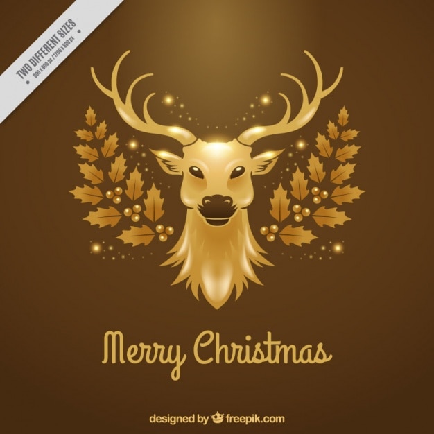 Vecteur gratuit fond de noël merry avec des cerfs d'or