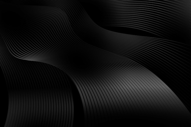 Vecteur gratuit fond noir dégradé avec des lignes ondulées