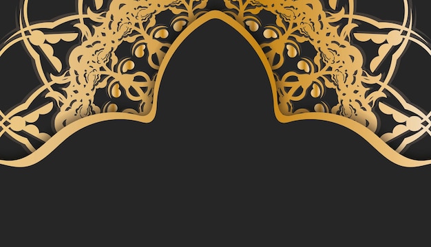 Fond noir avec motif en or indien et place pour le logo ou le texte
