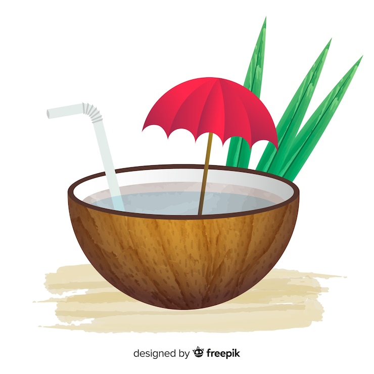 Vecteur gratuit fond de noix de coco cocktail dessinés à la main